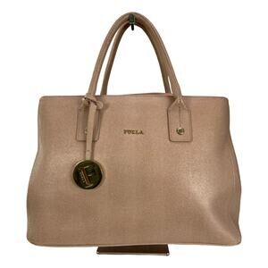 Furla Blush Pink Saffiano Leather Tote Shoulder Satchel Italy Gold Hardware Bag
